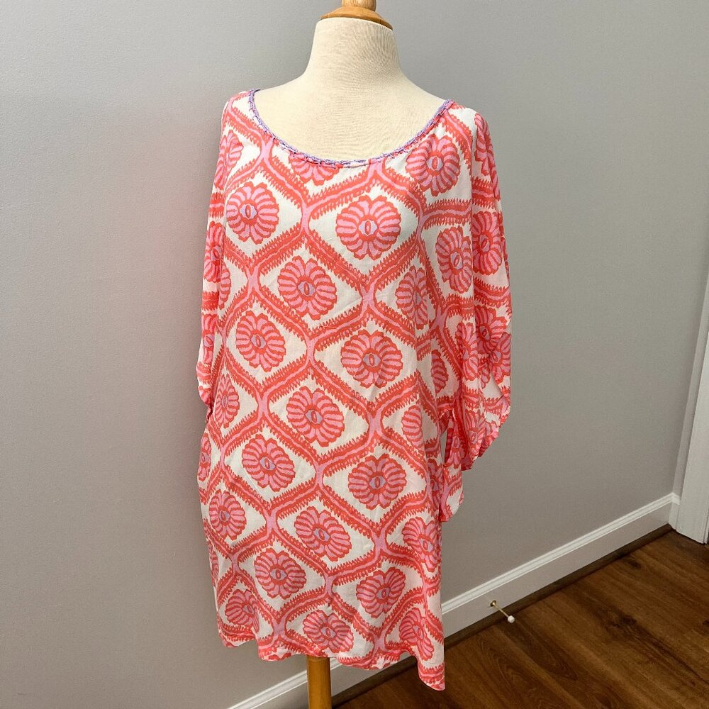 Tiare Hawaii Pink and White Swim Coverup